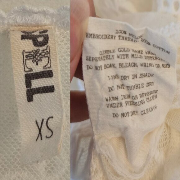 Spell Ophelia Mesh Lace Blouse XS White Cream b102E - Picture 6 of 9